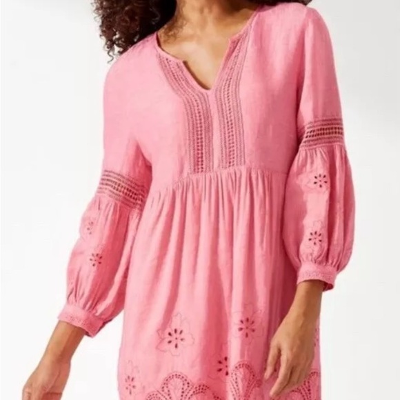 Tommy Bahama St. Lucia Split Neck Dress Swim Cover-Up LinenLarge NWT size Small - Picture 4 of 6